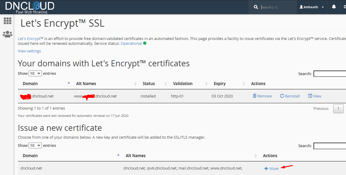Cài đặt chứng chỉ SSL Lets Encrypt miễn phí trên Host DNCLOUD 7 Issue 1