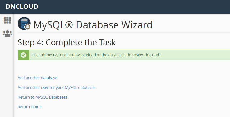 tạo database thành công