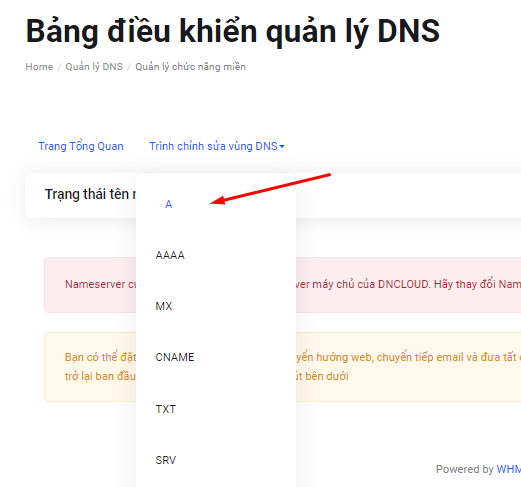 Thêm bản ghi A