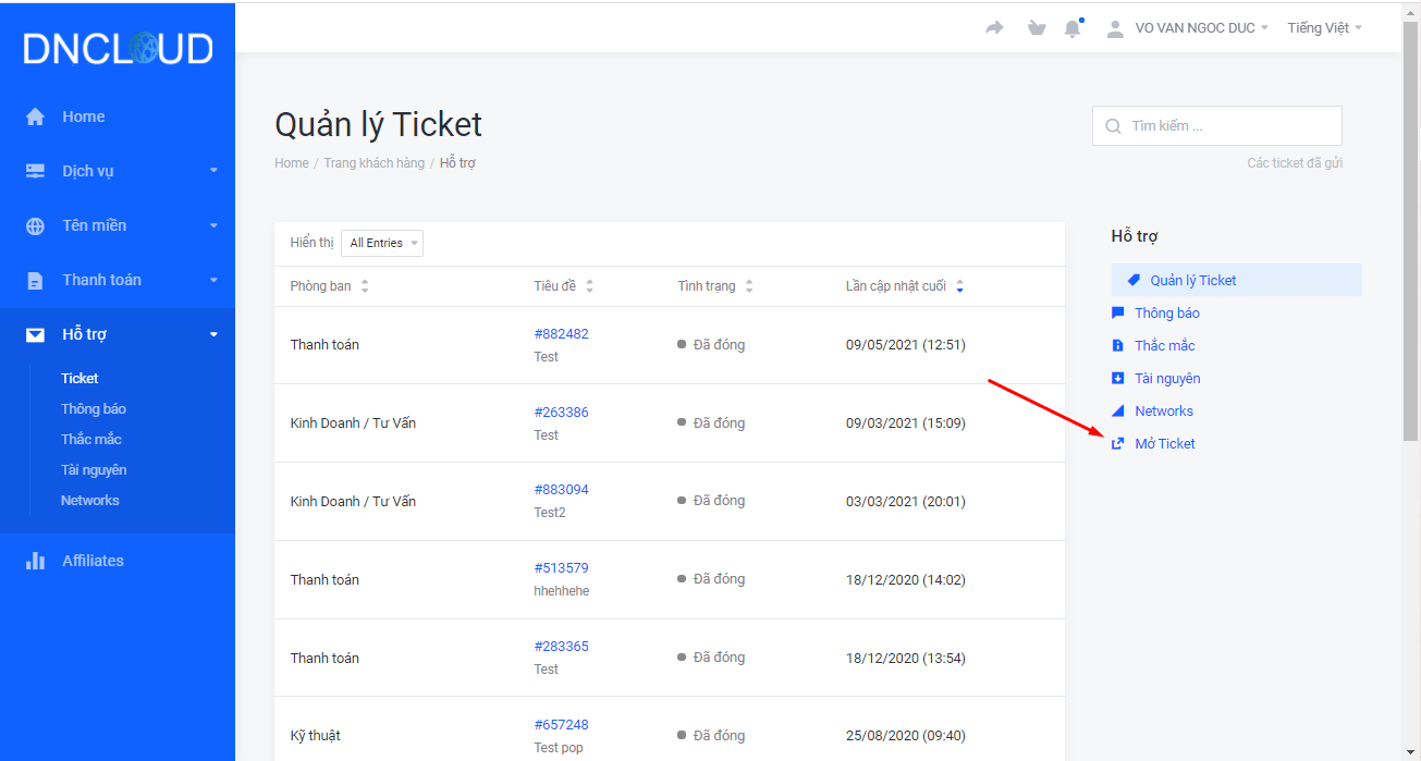 Quản lý Ticket