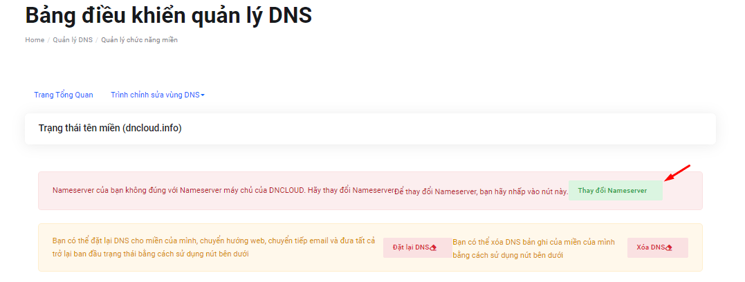 bảng điều khiển quản lý dns